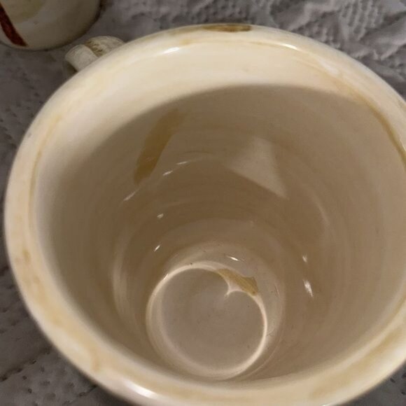 Set Of 2 Home Trends Palm Tree Ceramic Mugs Beige & Brown Design 4.5" Tall Dishw - Picture 6 of 7